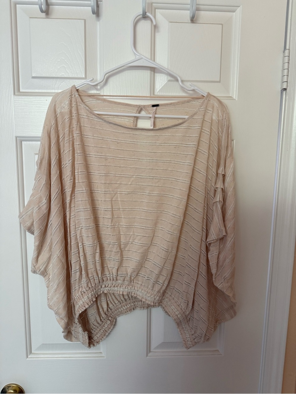 Free People Beige Off-the-Shoulder Knit Sweater Top